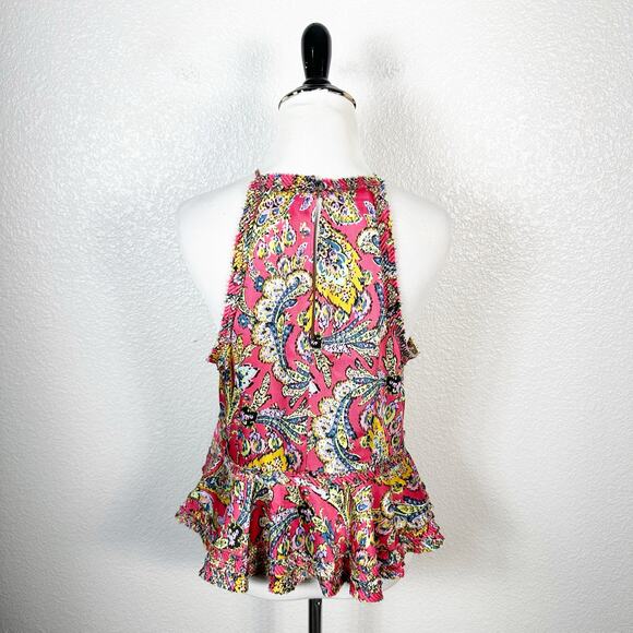 Cinq a Sept Womens Sofie Paisley Print Ruffle Hem Tank Top Size Small - Picture 6 of 10